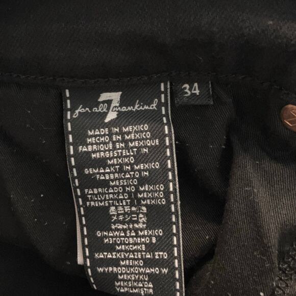 7 For All Mankind Mens Jeans Black Adrien Luxe Tapered Slim Fit Stretch 34 - Picture 5 of 13